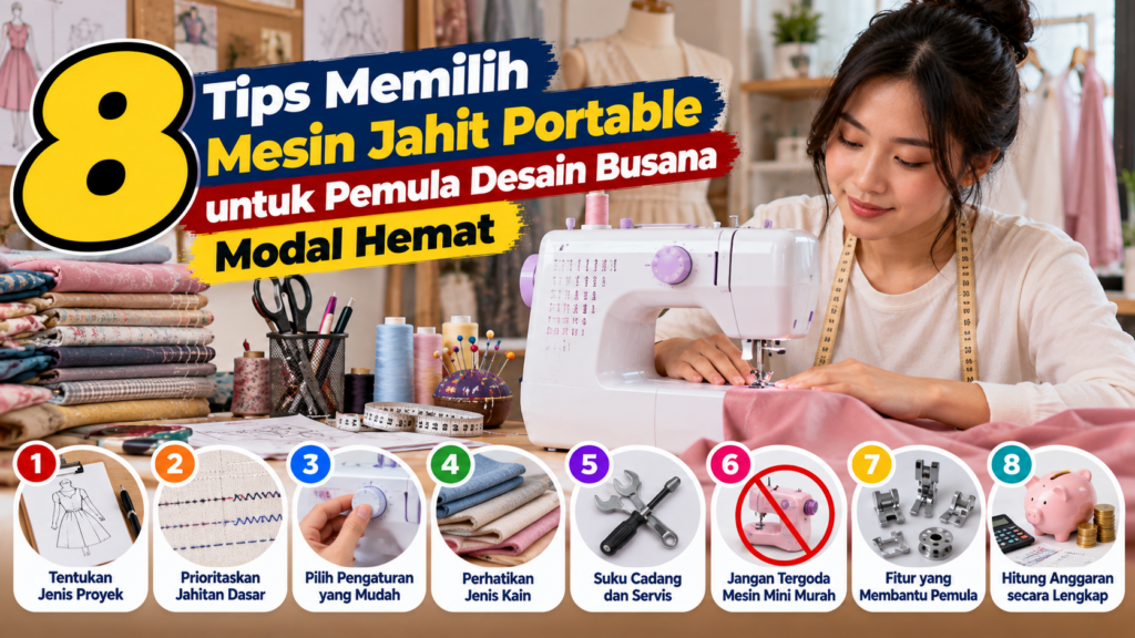 8 Tips Memilih Mesin Jahit Portable Pertama untuk Pemula Desain Busana Modal Hemat