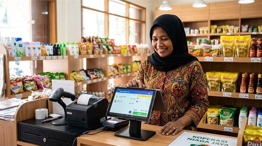 Wirausahawan tata busana pemula memeriksa hasil jahitan gaun dan pakaian jadi sebelum dipasarkan